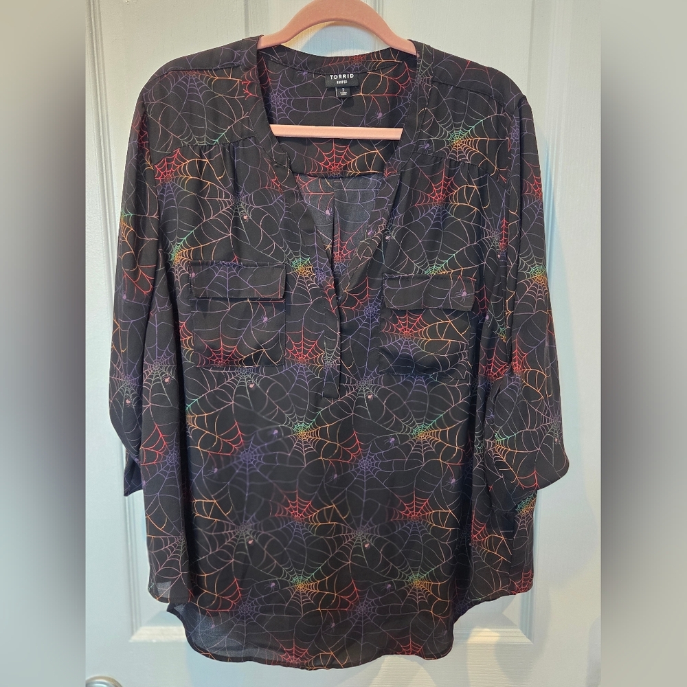 Torrid Harper Multicolor Spider Web Blouse